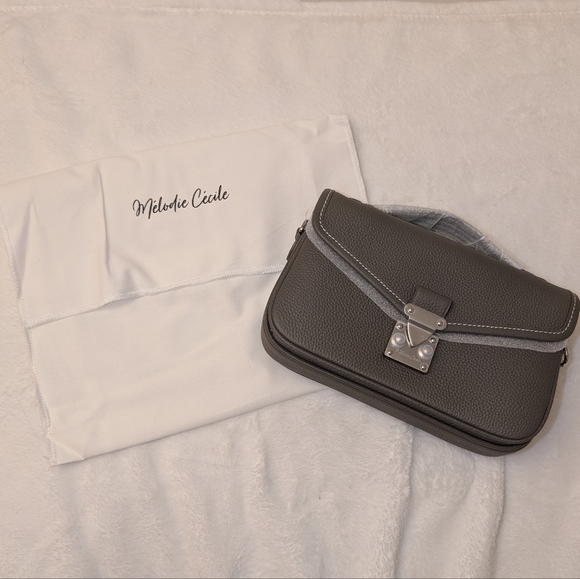 DUYP Graphite Grey "Le Petit Paris15" Mini Leather Crossbody bag Silver Hardware - Picture 14 of 16